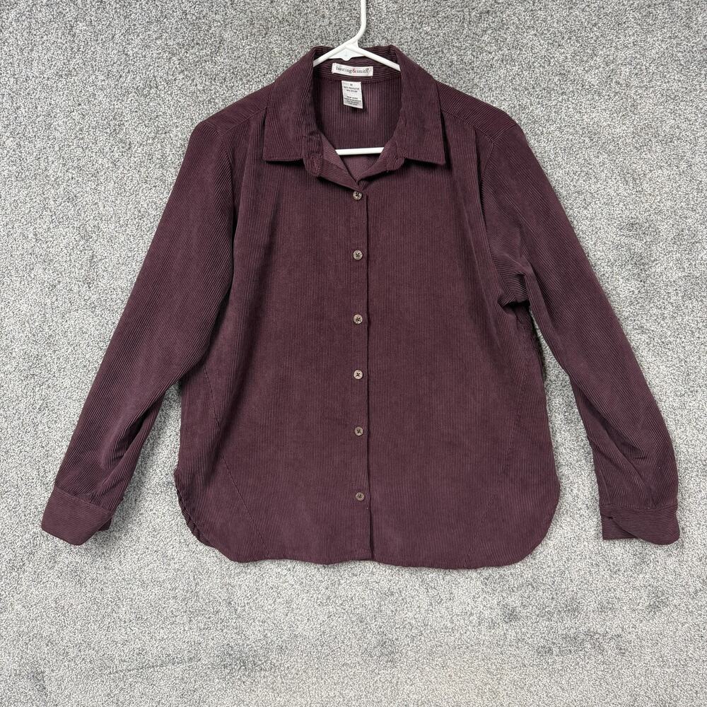 Hasting & Smith Corduroy Button Up Womens Medium Purple Cabincore Long Sleeve